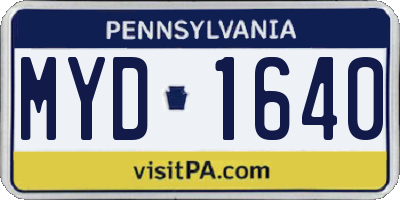 PA license plate MYD1640