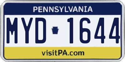 PA license plate MYD1644