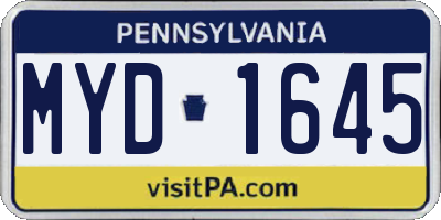 PA license plate MYD1645