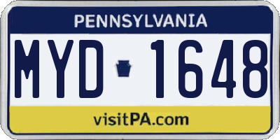 PA license plate MYD1648
