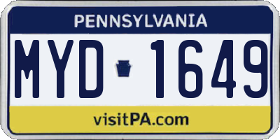 PA license plate MYD1649
