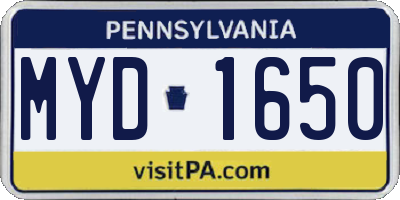 PA license plate MYD1650
