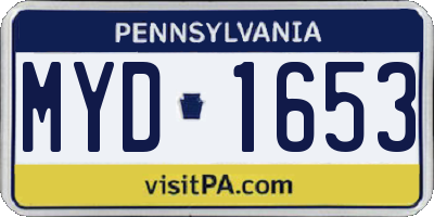 PA license plate MYD1653