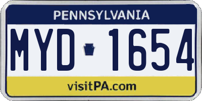 PA license plate MYD1654