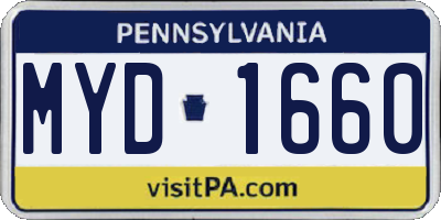 PA license plate MYD1660