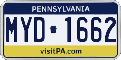 PA license plate MYD1662