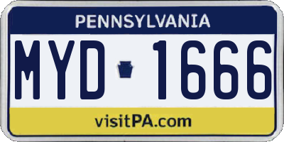 PA license plate MYD1666