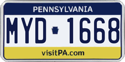 PA license plate MYD1668