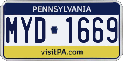 PA license plate MYD1669