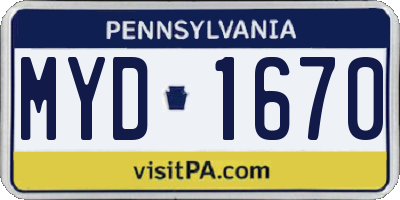 PA license plate MYD1670