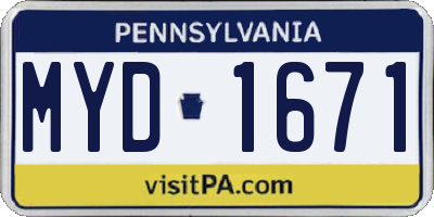 PA license plate MYD1671
