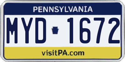 PA license plate MYD1672