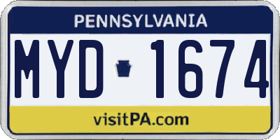 PA license plate MYD1674