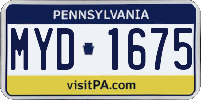 PA license plate MYD1675