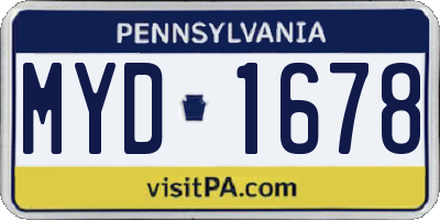 PA license plate MYD1678