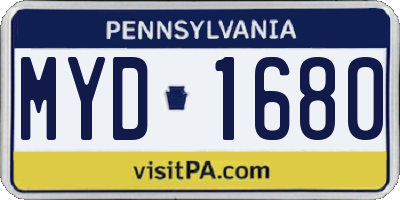 PA license plate MYD1680