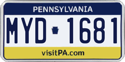 PA license plate MYD1681