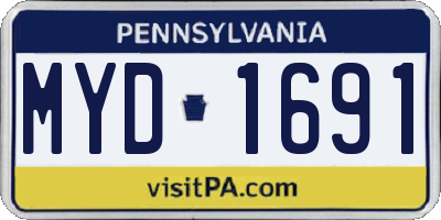 PA license plate MYD1691