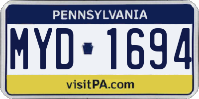 PA license plate MYD1694