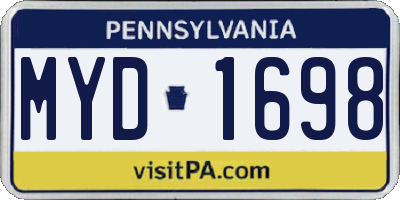 PA license plate MYD1698