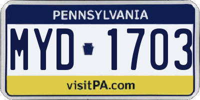PA license plate MYD1703
