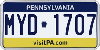 PA license plate MYD1707