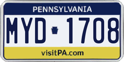 PA license plate MYD1708