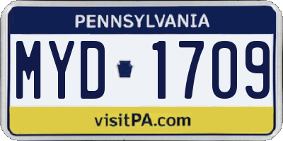 PA license plate MYD1709