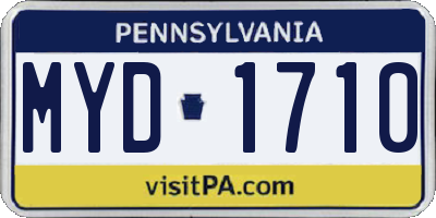 PA license plate MYD1710