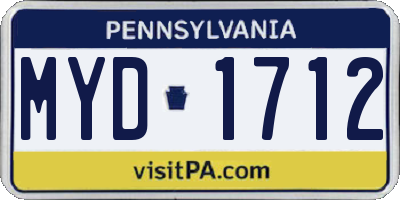 PA license plate MYD1712