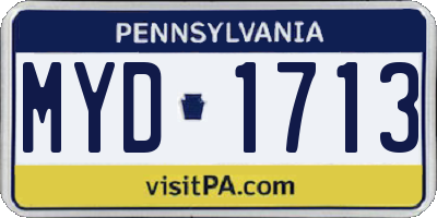 PA license plate MYD1713