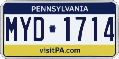 PA license plate MYD1714
