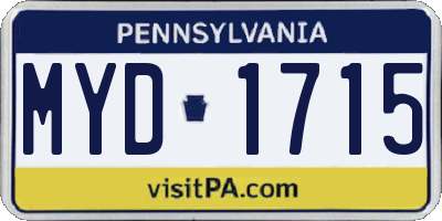 PA license plate MYD1715