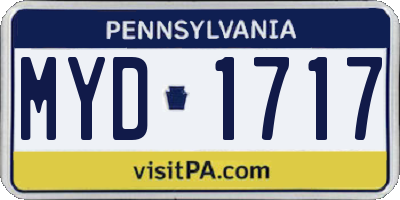 PA license plate MYD1717