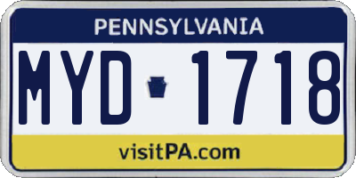 PA license plate MYD1718