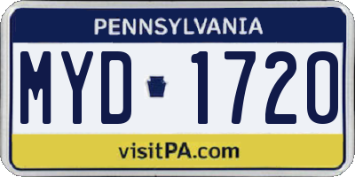 PA license plate MYD1720