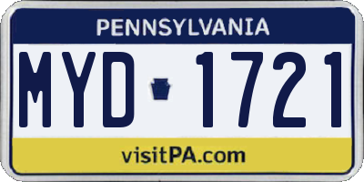 PA license plate MYD1721