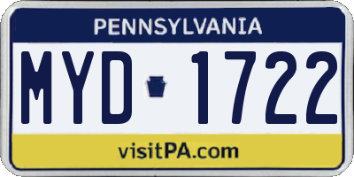 PA license plate MYD1722