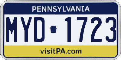 PA license plate MYD1723