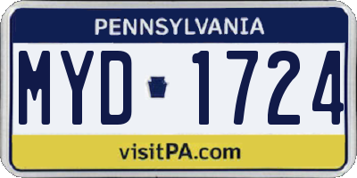 PA license plate MYD1724