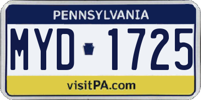 PA license plate MYD1725