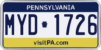 PA license plate MYD1726
