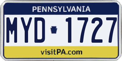 PA license plate MYD1727
