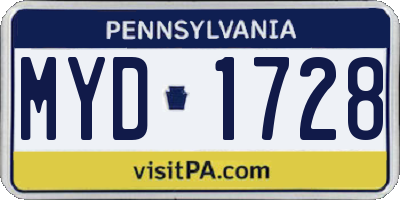 PA license plate MYD1728