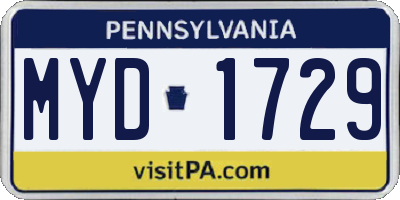PA license plate MYD1729