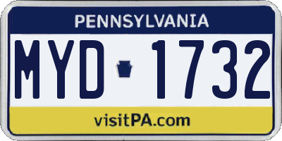 PA license plate MYD1732