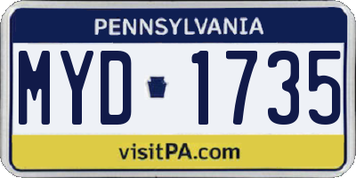 PA license plate MYD1735