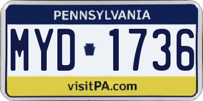 PA license plate MYD1736