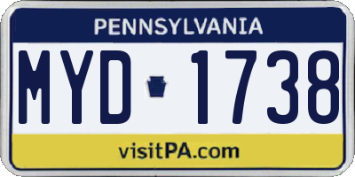 PA license plate MYD1738