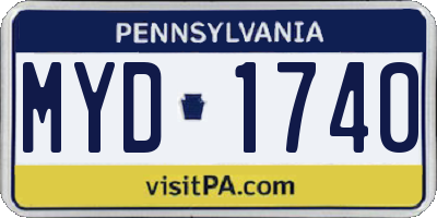 PA license plate MYD1740